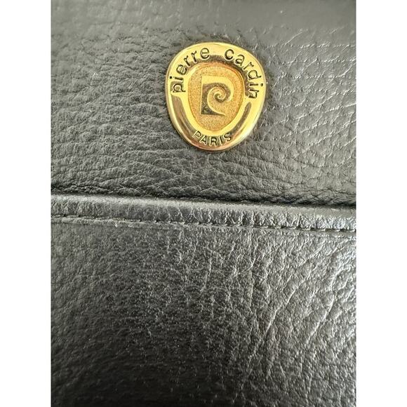 Vintage Pierre Cardin Clutch Leather Black Pouch Gold Hardware - Picture 5 of 7